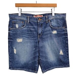 GAP Factory Distressed Boyfriend Jean Shorts Size 14 Denim Mid-Rise Casual Chic